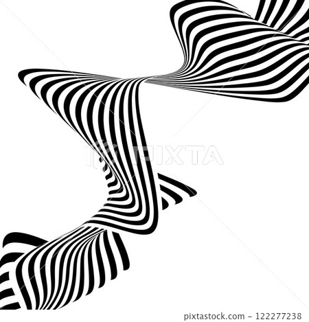 Black and white curved line stripe moving wave abstract background. Eps 10 122277238