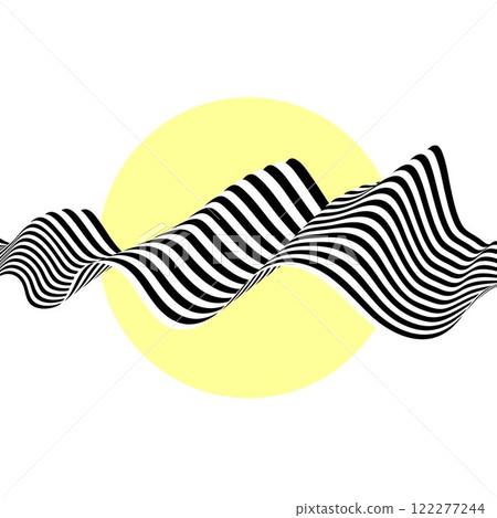Abstract black and white wave with yellow circles. Eps 10 122277244