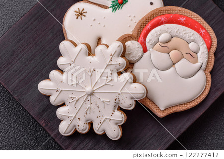 Homemade Christmas gingerbread cookies made as sweets Homemade Christmas gingerbread cookies made as sweets 122277412