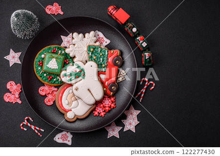 Homemade Christmas gingerbread cookies made as sweets 122277430