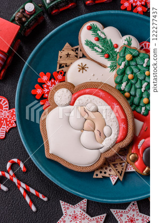 Homemade Christmas gingerbread cookies made as sweets 122277437