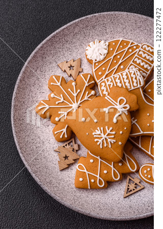 Homemade Christmas gingerbread cookies made as sweets 122277472