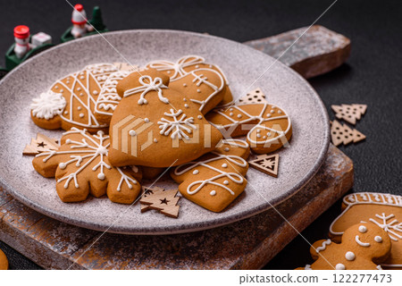 Homemade Christmas gingerbread cookies made as sweets Homemade Christmas gingerbread cookies made as sweets 122277473