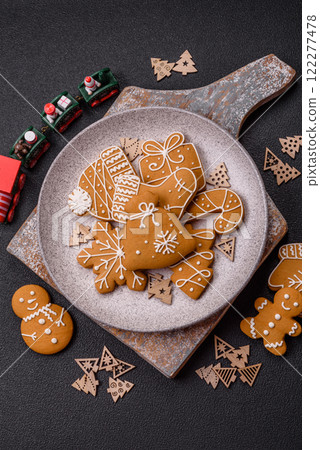 Homemade Christmas gingerbread cookies made as sweets Homemade Christmas gingerbread cookies made as sweets 122277478