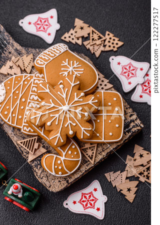 Homemade Christmas gingerbread cookies made as sweets 122277517