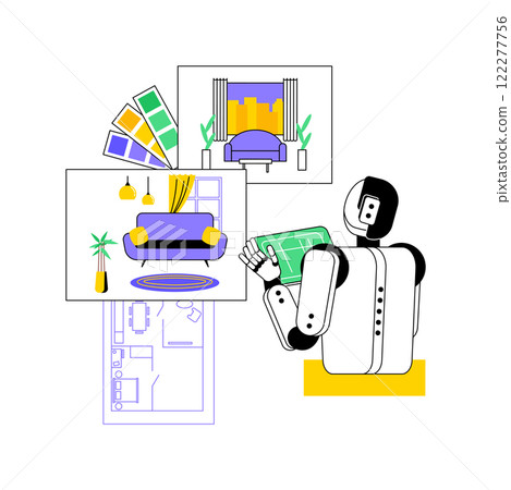 AI-Backed Interior Design abstract concept vector illustration. 122277756