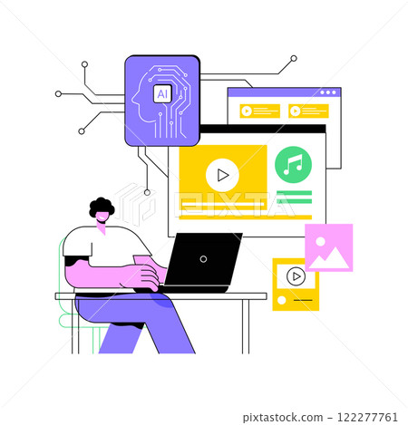 AI-Streamlined Content Creation abstract concept vector illustration. 122277761