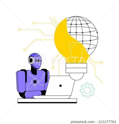 AI-Powered 3D Modeling abstract concept vector illustration. 122277762