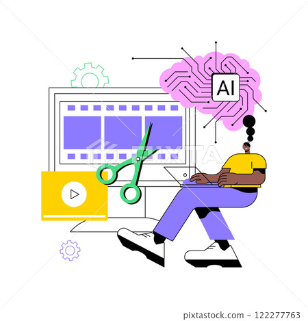 AI-Optimized Video Editing abstract concept vector illustration. 122277763