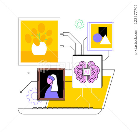 AI-Enhanced Digital Painting abstract concept vector illustration. 122277765