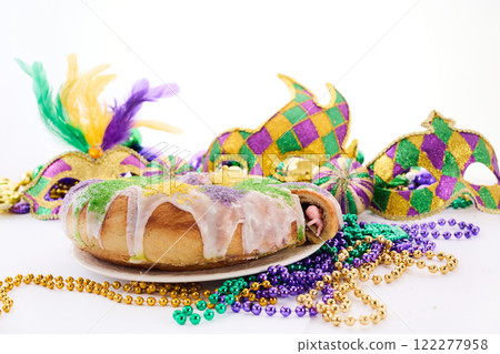 Mardi Gras Celebration. Colorful Mardi Gras King Cake Mardi Gras Celebration. Colorful Mardi Gras King Cake 122277958