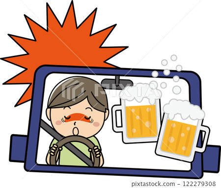 Drunk driving prevention illustration - warning of drunk drivers driving a car Drunk driving prevention illustration - warning of drunk drivers driving a car 122279308