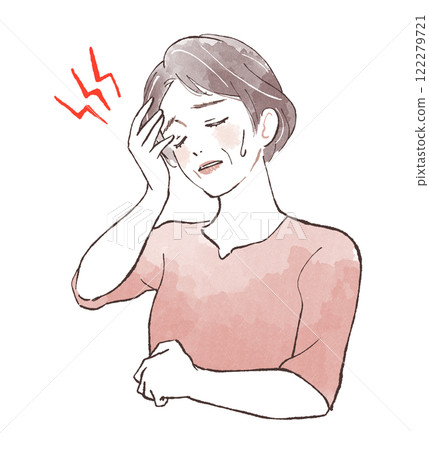 A woman suffering from a headache A woman suffering from a headache 122279721