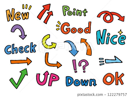 Handwritten arrow material set 122279757