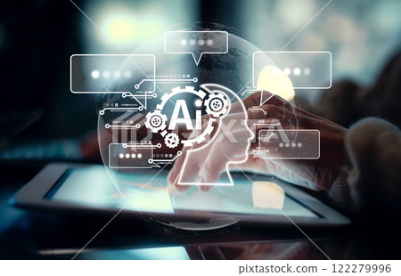 Human interact with AI artificial intelligence virtual assistant EIDE Human interact with AI artificial intelligence virtual assistant EIDE 122279996