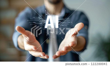 Human interact with AI artificial intelligence brain process generative AI FaaS 122280041