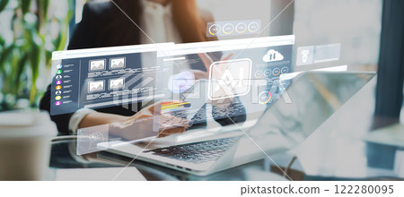 Human interact with AI artificial intelligence brain process generative AI EIDE 122280095