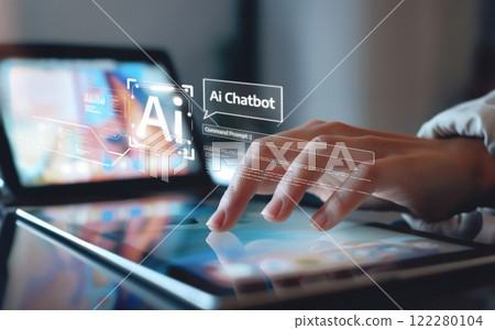 Human interact with AI artificial intelligence virtual assistant EIDE 122280104