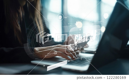 Human interact with AI artificial intelligence virtual assistant EIDE Human interact with AI artificial intelligence virtual assistant EIDE 122280169