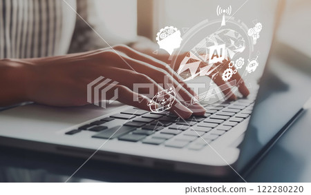 Human interact with AI artificial intelligence brain process generative AI EIDE 122280220