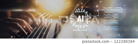 Human interact with AI artificial intelligence brain process generative AI EIDE 122280384