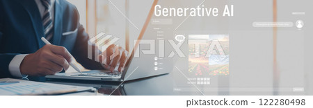 Human interact with AI artificial intelligence brain process generative AI EIDE 122280498