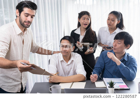 Group of diverse office worker employee working together. Prudent 122280587