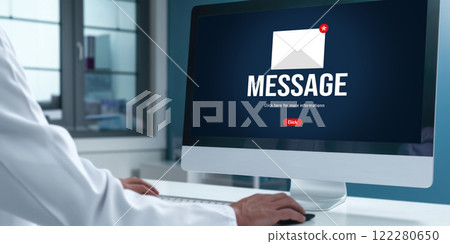Email notification message showing on computer screen brisk 122280650