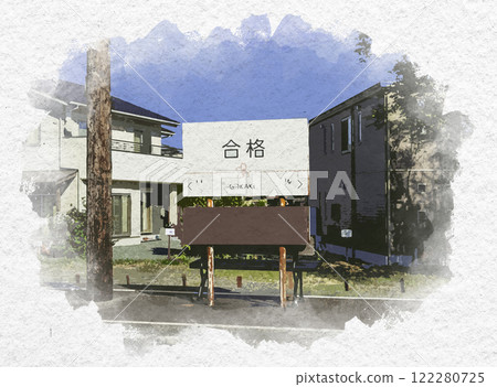 Watercolor style: Passing Station, Oigawa Railway, Oigawa Main Line, Shimada City, Shizuoka Prefecture 122280725