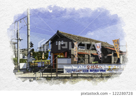 水彩風格的經過站 大井川鐵道大井川本線 靜岡縣島田市 水彩風格的經過站 大井川鐵道大井川本線 靜岡縣島田市 122280728