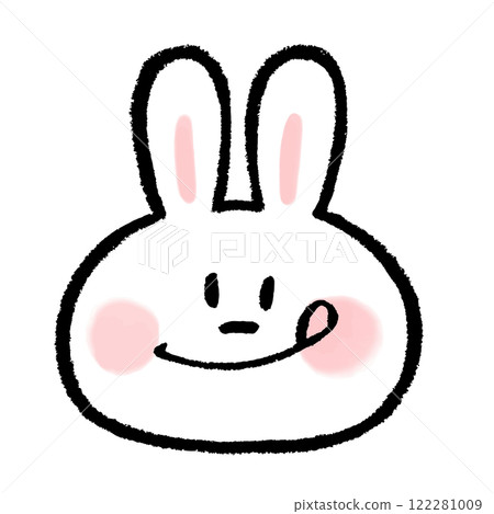Smiling rabbit face icon sticking out its tongue 122281009