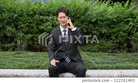 Businessman shocked by phone call Businessman shocked by phone call 122281403