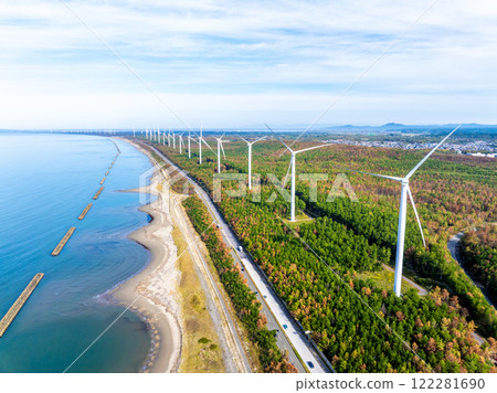 Wind power generation on the Oga Peninsula (Katagami City, Akita Prefecture) Wind power generation on the Oga Peninsula (Katagami City, Akita Prefecture) 122281690