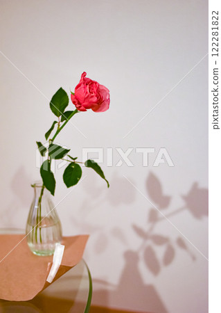 Shadow of a rose on a table 122281822
