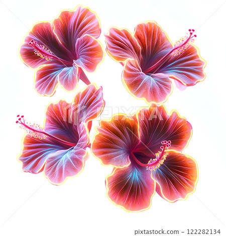 white and pink frangipani flowers on white background 122282134