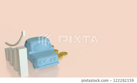 The Car and coins for Transport or Business concept 3d Rendering. The Car and coins for Transport or Business concept 3d Rendering. 122282159