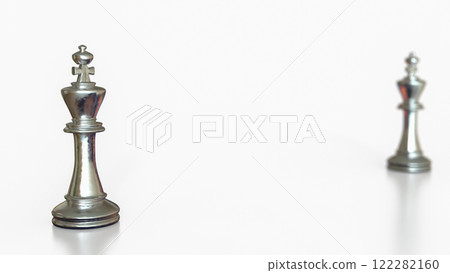 The King chess silver on white Background for Business concept 3d Rendering. 122282160