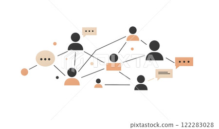 Abstract Social Network Communication Concept with Connected People and Speech Bubbles 122283028