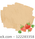 Strawberry illustration, decorative frame, background material, craft paper style 122283358
