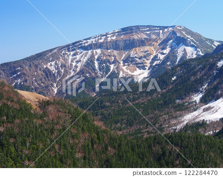 Snow still remaining on Mt. Yatsugatake and Mt. Io Snow still remaining on Mt. Yatsugatake and Mt. Io 122284470