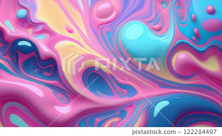 Colorful fluid art abstract design, hyper realistic texture 122284497