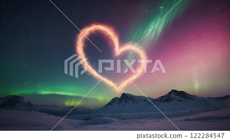 glowing heart on the snow glowing heart on the snow 122284547