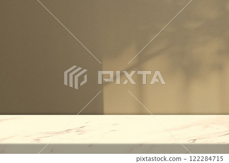 Marble Table with Beige Stucco Wall Texture Background Marble Table with Beige Stucco Wall Texture Background 122284715