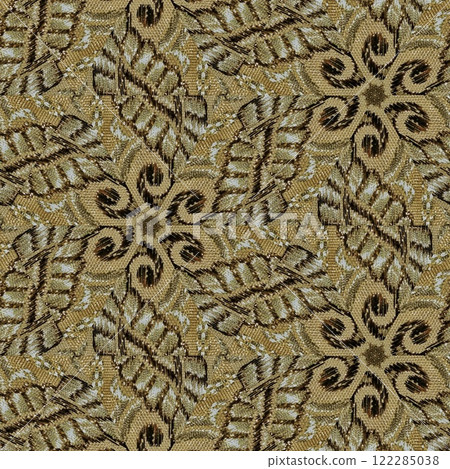 Pakistani ethnic lace texture. Geometric stripe ornament cover photo. Traditional mystic background design. Turkish fashion for floor tiles and carpet. Repeated pattern design for Indian textile print Pakistani ethnic lace texture. Geometric stripe ornament cover photo. Traditional mystic background design. Turkish fashion for floor tiles and carpet. Repeated pattern design for Indian textile print 122285038