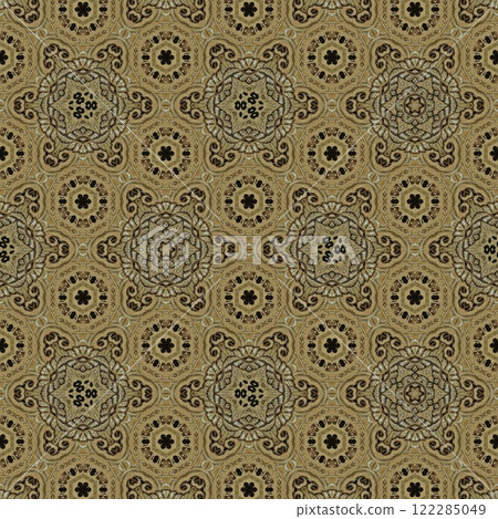 Pakistani ethnic lace texture. Geometric stripe ornament cover photo. Traditional mystic background design. Turkish fashion for floor tiles and carpet. Repeated pattern design for Indian textile print 122285049