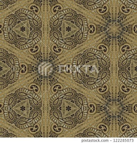 Pakistani ethnic lace texture. Geometric stripe ornament cover photo. Traditional mystic background design. Turkish fashion for floor tiles and carpet. Repeated pattern design for Indian textile print Pakistani ethnic lace texture. Geometric stripe ornament cover photo. Traditional mystic background design. Turkish fashion for floor tiles and carpet. Repeated pattern design for Indian textile print 122285073