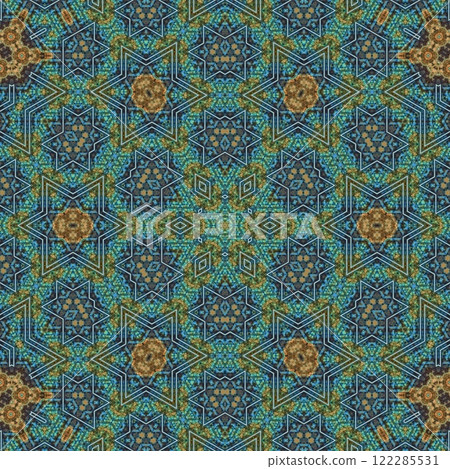 Artistic glossy motifs all over print design. Traditional pattern for throw pillow, rug, carpet, and fabric printing. Modern geometric floral design for textile, tiles, digital paper print Artistic glossy motifs all over print design. Traditional pattern for throw pillow, rug, carpet, and fabric printing. Modern geometric floral design for textile, tiles, digital paper print 122285531