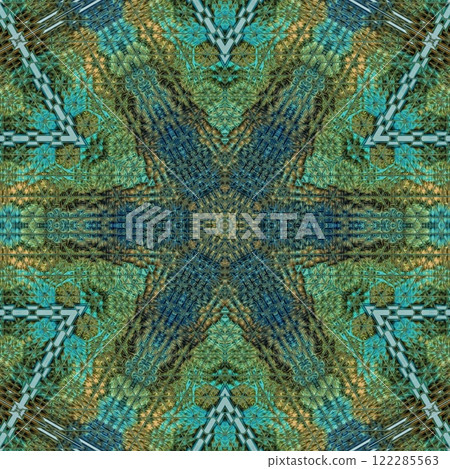 Artistic glossy motifs all over print design. Traditional pattern for throw pillow, rug, carpet, and fabric printing. Modern geometric floral design for textile, tiles, digital paper print 122285563