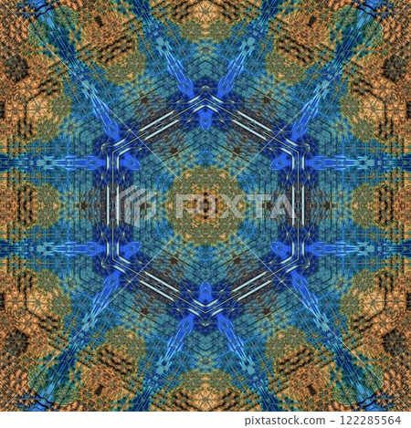 Artistic glossy motifs all over print design. Traditional pattern for throw pillow, rug, carpet, and fabric printing. Modern geometric floral design for textile, tiles, digital paper print 122285564