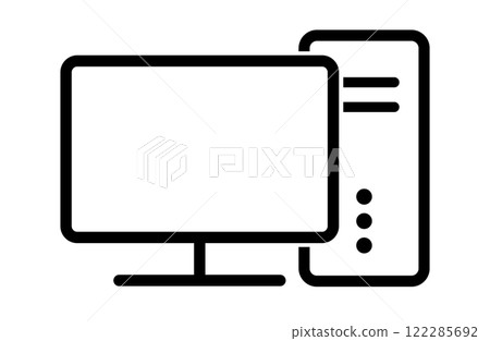 簡單的桌面電腦單色圖標 簡單的桌面電腦單色圖標 122285692